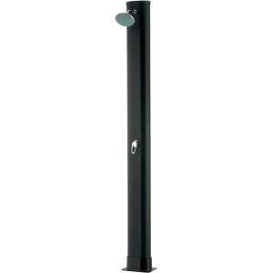 Doccia solare Gre in PVC nero con serbatoio da 30 l e soffione regolabile per il giardino.