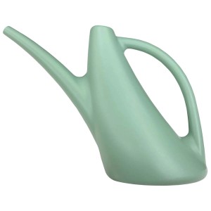 Annaffiatoio verde chiaro con beccuccio lungo e manico.