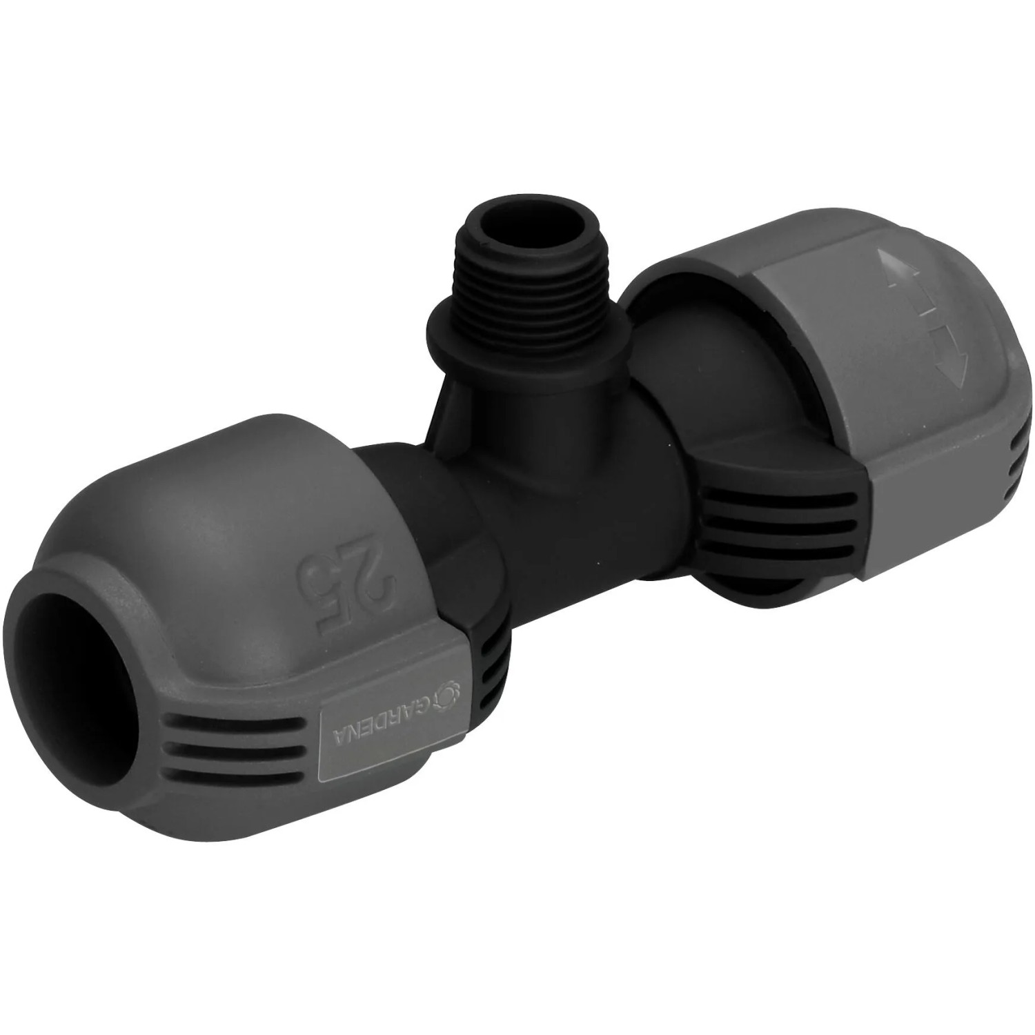 Gardena Raccordo a T 25 mm x 13 mm per sistemi di irrigazione, dettaglio.