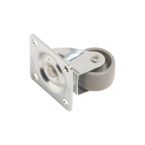 Rotella girevole per mobili con piastra, ruota morbida Ø 25mm, portata 15kg.