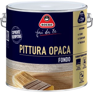Barattolo di pittura primer Boero con pennello, adatto per legno, truciolato e compensato.