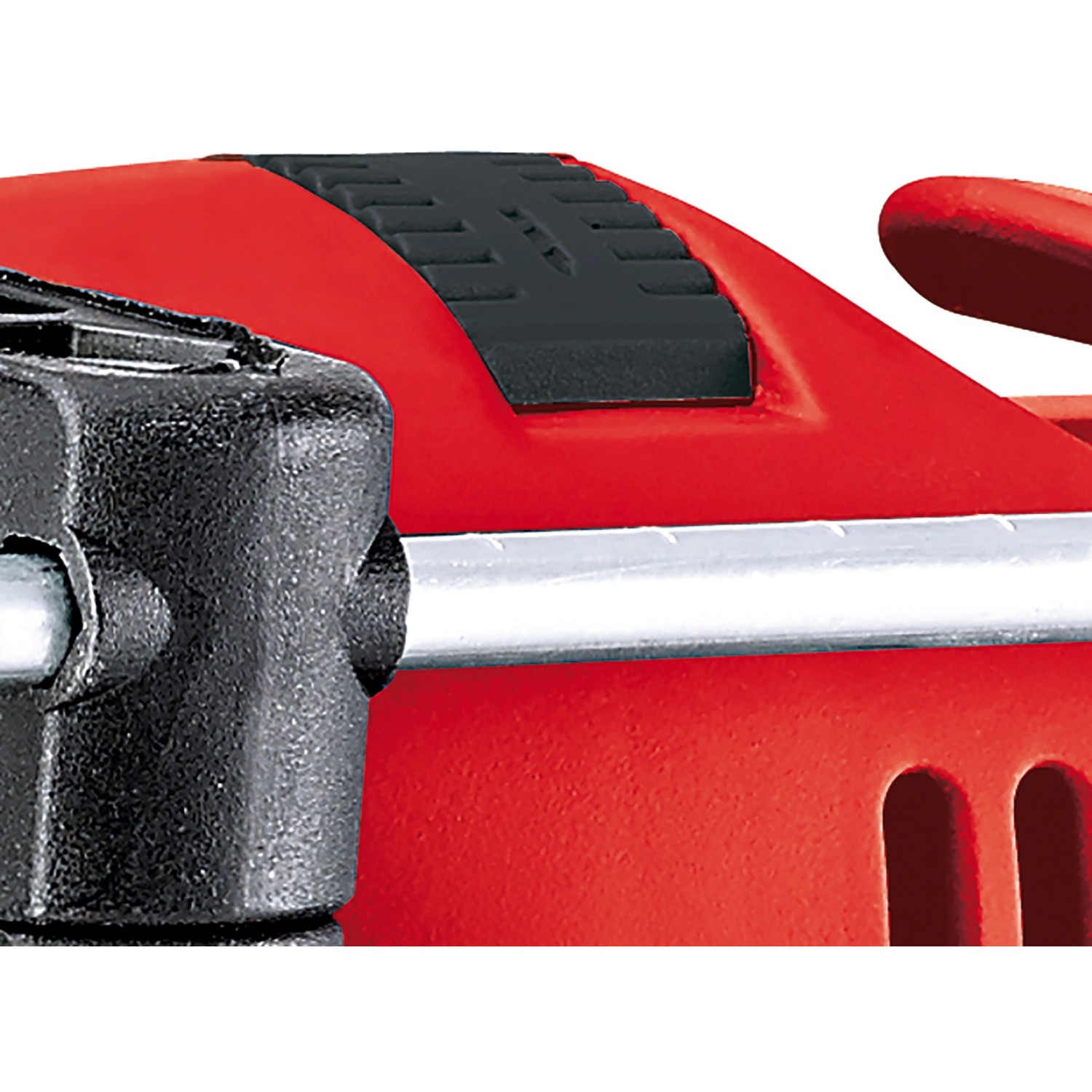 Dettaglio del trapano a percussione rosso Einhell TC-ID 650 E con arresto di profondità.
