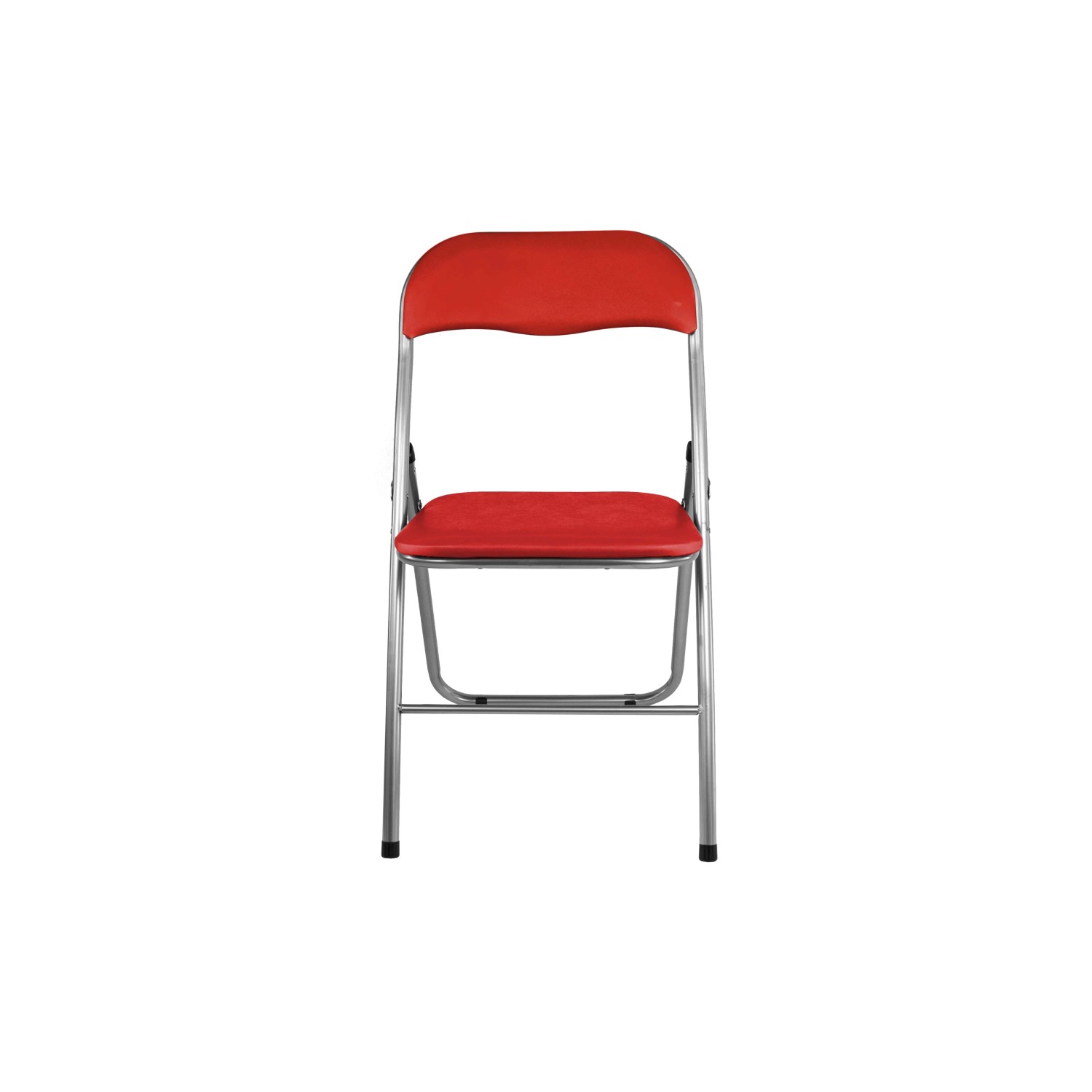 Sedia pieghevole rossa con struttura in metallo, ideale per giardino e balcone.