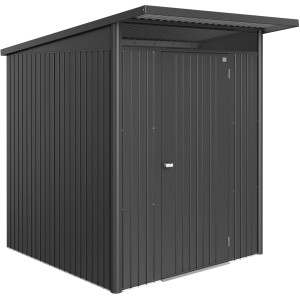 Casetta da giardino in metallo Biohort AvantGarde ECO Gr. A1 in grigio scuro metallizzato con porta standard.