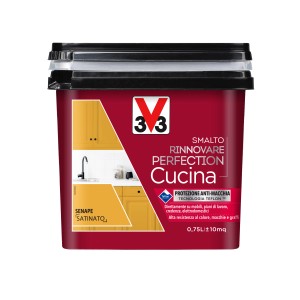 Smalto per cucine V33 color senape, finitura satinata. Ideale per rinnovare i mobili della cucina.