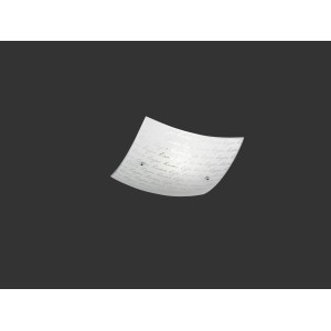 Plafoniera bianca t.b.t. con motivo a script per montaggio a soffitto.