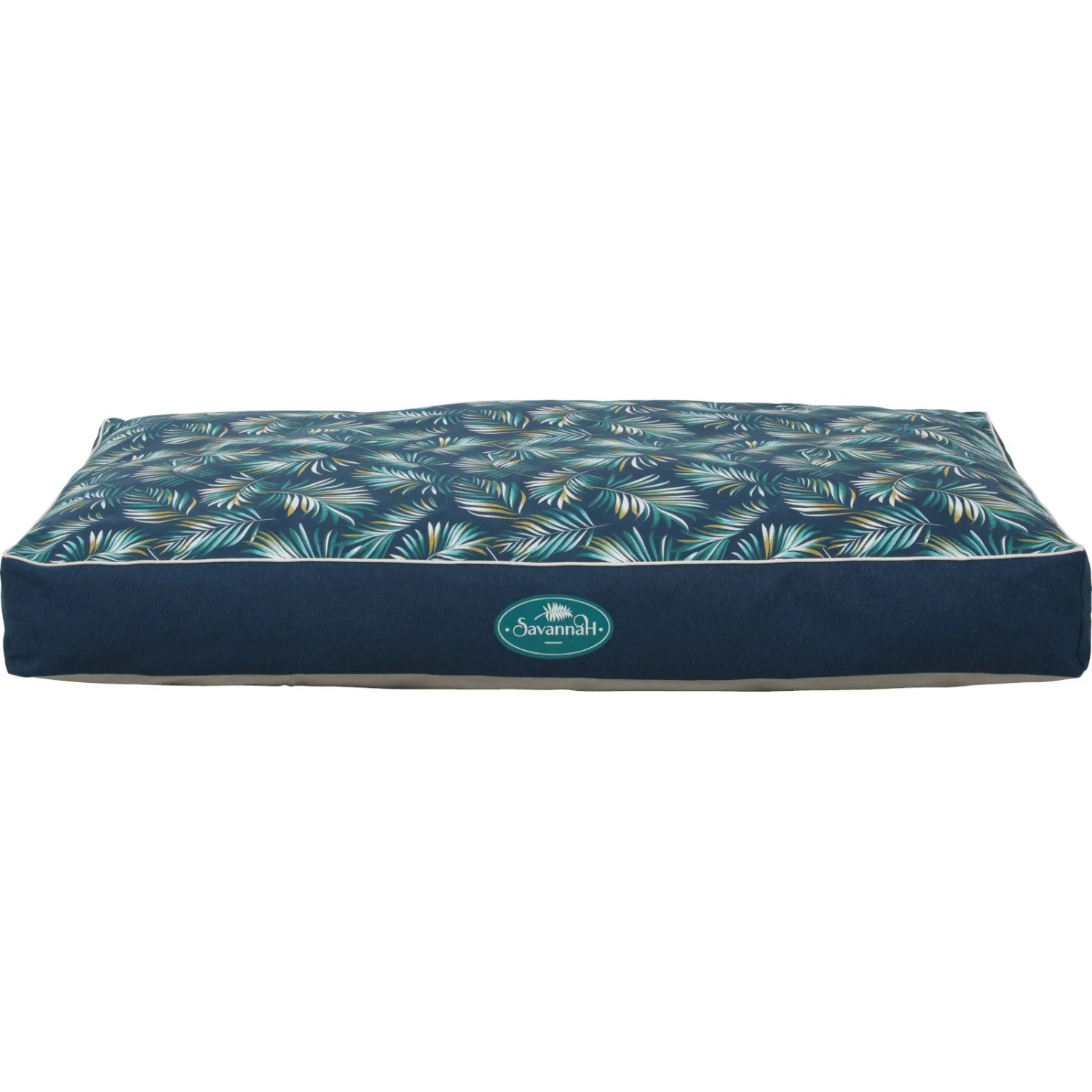 Cuscino per cani con motivo a palma blu, comodo letto per cani per la casa.