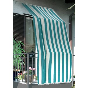 Tenda da sole t.b.t. a strisce bianche e verdi per balcone o terrazza.