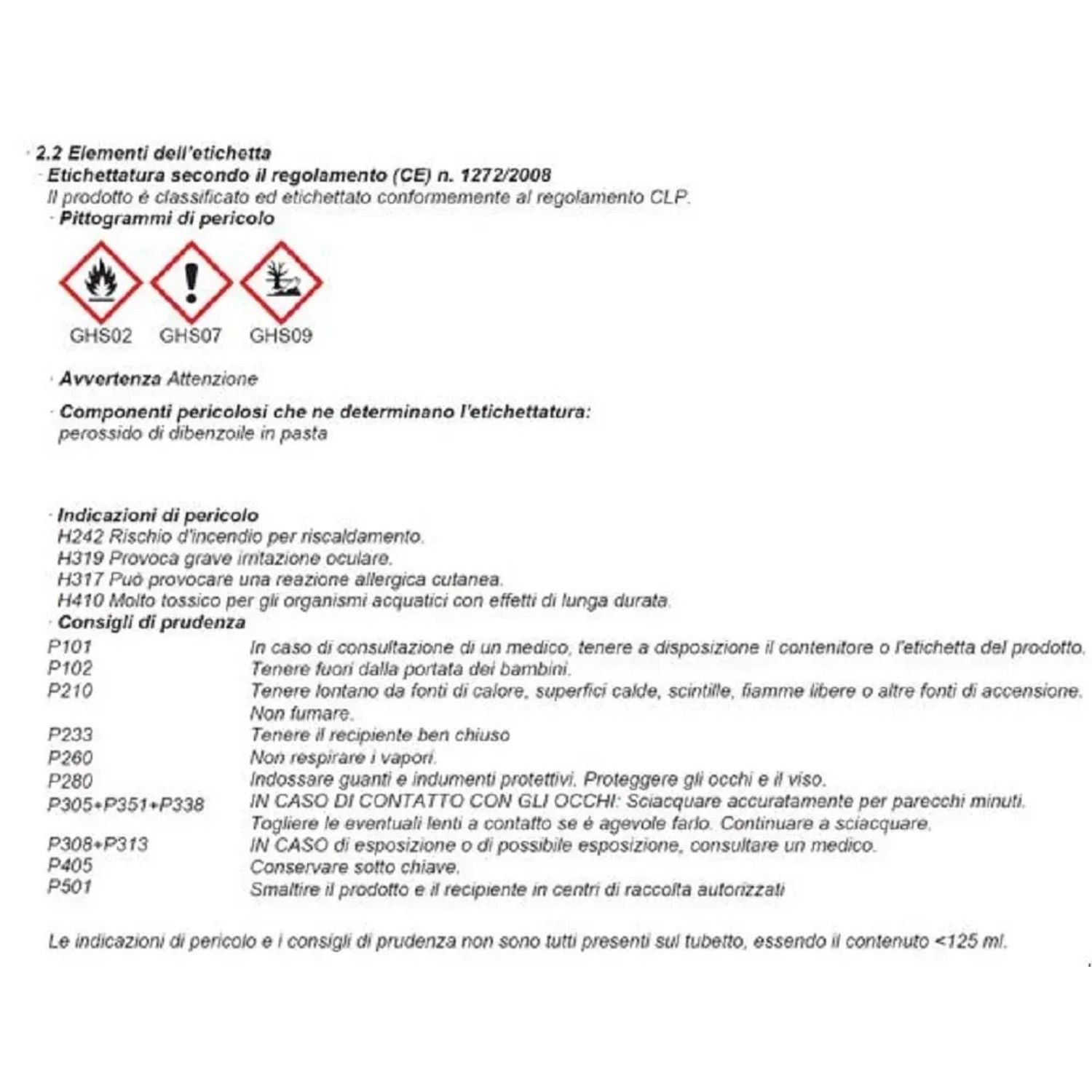 Istruzioni di sicurezza e simboli di pericolo per prodotti chimici.