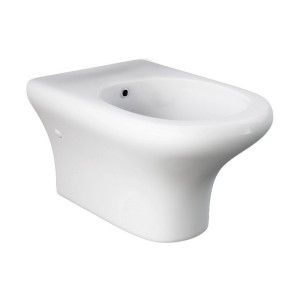 Bidet t.b.t. in ceramica bianca, vista frontale.