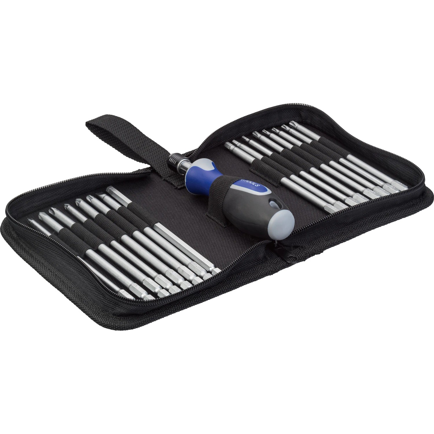 Set di cacciaviti t.b.t. con inserti in custodia nera.