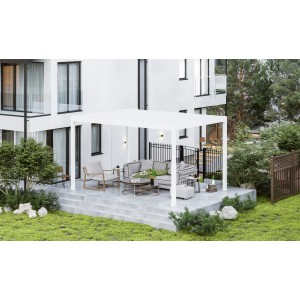 Pergola bioclimatica in alluminio Quadrifoglio 400x300x250 cm bianca