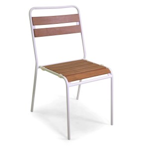 Sedia da giardino senza cuscino Loki in metallo con polywood bianco