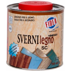 Barattolo di sverniciatore per legno t.b.t., ideale per il restauro.