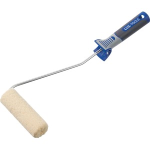LUX Filtroller 12 cm per vernici e smalti, rullo per pittura con manico blu-grigio.