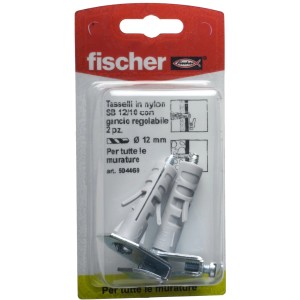Fischer Tasselli Tassello in nylon, SB 12/10 con gancio, 2 pezzi, per muratura