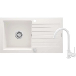 Lavello 1 vasca gocciolatoio Idrostile Martí rubinetto 440x160 mm Alabastro