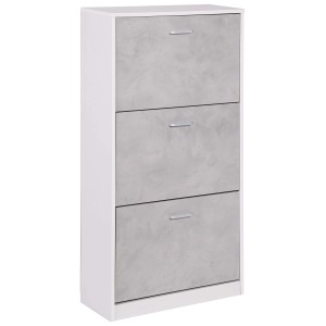 Scarpiera t.b.t. a tre ante in bianco e grigio.