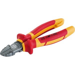 Tronchese laterale LUX Professional VDE 160 mm, pinza con manico rosso-giallo per un lavoro sicuro.
