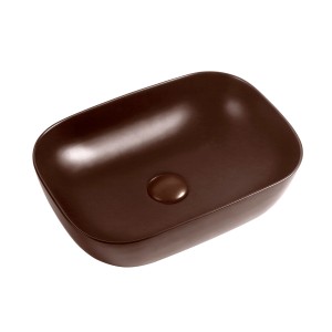 Lavabo d'appoggio rettangolare t.b.t. marrone per il bagno.