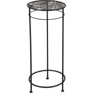 Portafiori nero con motivo a foglia di palma, Ø 28 cm, altezza 70 cm, per giardino e interni.