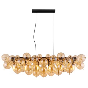 Lampada a sospensione moderna con sfere di vetro ambrate, ideale come elegante Sospensioni.