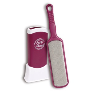 t.b.t. Attrezzo per la pulizia peli animali con contenitore, viola.