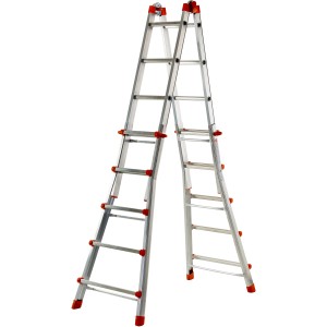 Scala multifunzione argentata t.b.t. per edilizia, piegata.