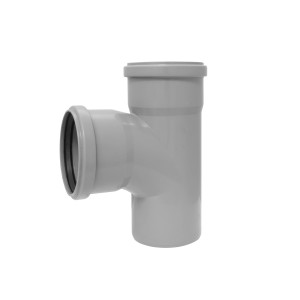 Tubo di derivazione HT grigio per lo scarico degli edifici.