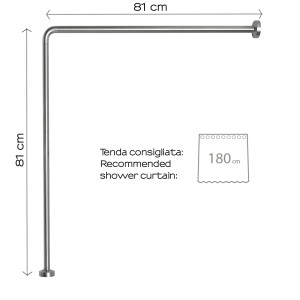 t.b.t. Asta per tenda doccia, forma a L, 81x81cm, per Accessori per docce.