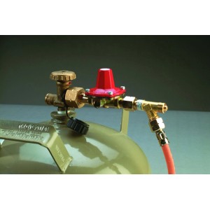 Protezione Rottura Tubo Flessibile Propano Rothenberger su serbatoio gas, accessorio per saldatura.