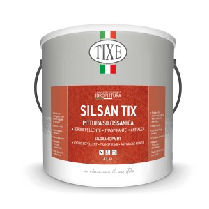 Pittura per interni bianca TIXE Silosan, secchio da 4 litri. Pittura silossanica per interni.