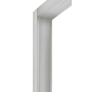 Dettaglio di un telaio per porta a soffietto bianco.