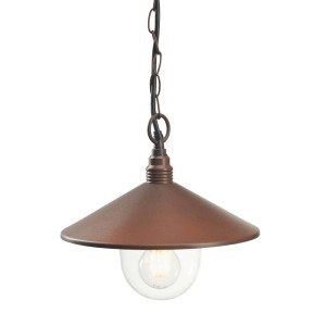 Lampada a sospensione t.b.t. marrone con vetro trasparente per interni.