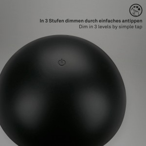 Lampada da tavolo a batteria Brilo Fungo nera con dimmer touch per esterni.