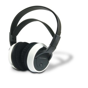 Cuffie t.b.t., accessorio audio bianco e nero.