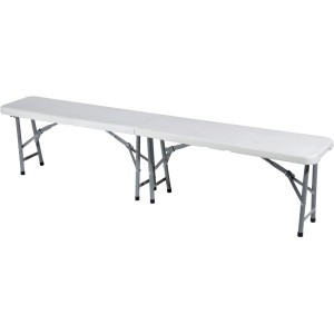 Panca da giardino t.b.t. bianca con telaio in metallo pieghevole.