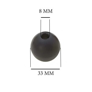 Sfera nera (33 mm) per accessori nautici con foro da 8 mm.