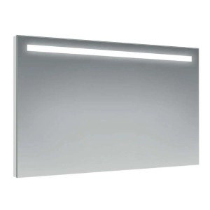 Specchio da parete rettangolare con illuminazione a LED nella parte superiore.