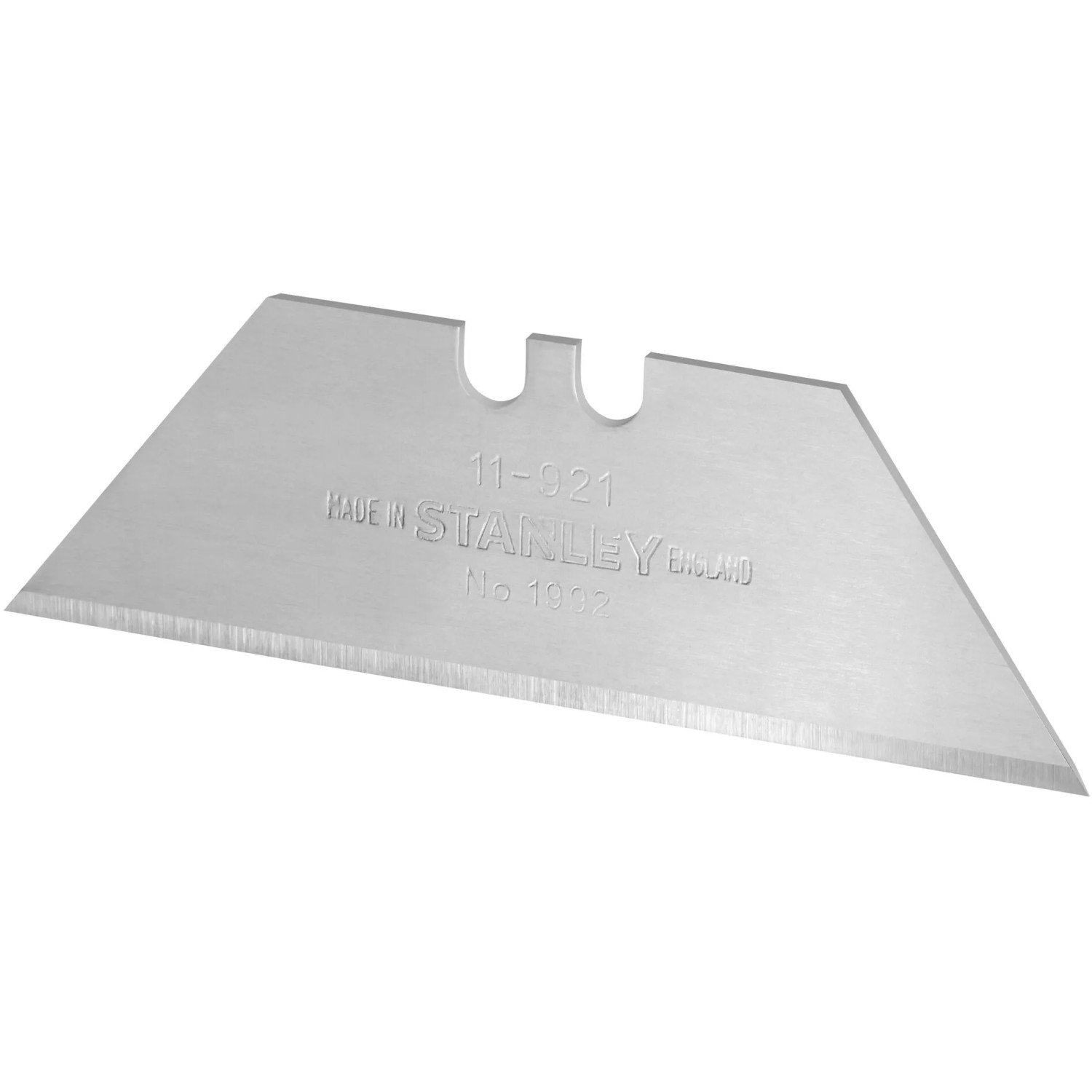 Lama trapezoidale Stanley 1992 senza fori, adatta per coltelli. 10 pezzi in dispenser.