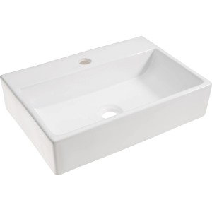 Lavabo d'appoggio rettangolare bianco baliv WBA-7020 con foro per rubinetto.
