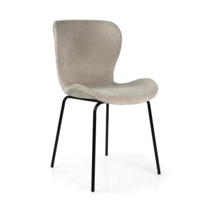 Sedia imbottita Tibalda tessuto color sabbia e struttura metallo 48x55h82,5 cm