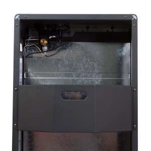 Vista interna del gas Stufe a gas con dettagli sui collegamenti e componenti.