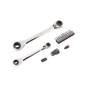 Set di chiavi a cricchetto LUX, 15 pezzi, con inserti e adattatori. Chiavi e estrattori.