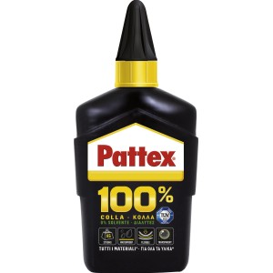 Pattex 100% colla multiuso, senza solventi, per molti materiali interni ed esterni.