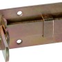 Catenaccio a leva giallo zincato, piegato, 140x45mm, per montaggio su porte e cancelli.