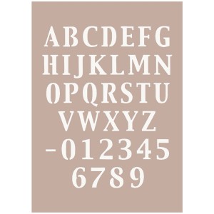 Stencil con alfabeto e numeri per progetti di pittura.