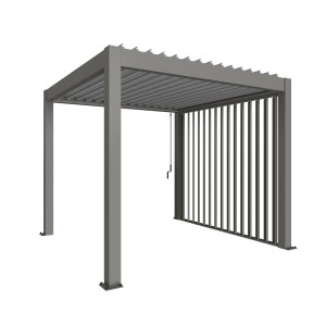Pannello laterale a lamelle Biohort in grigio quarzo metallizzato per pergola, protezione dal vento e dalle intemperie regolabile manualmente.