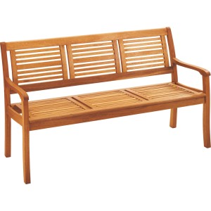 Panca da giardino Chelsea a 3 posti in legno di eucalipto FSC®, design a doghe, per giardino, patio o balcone.