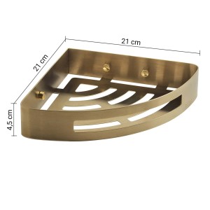 Mensola angolare effetto ottone per bagno e doccia, da montare a parete. Accessorio bagno.